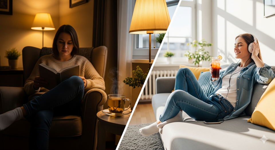 薄暗い部屋で楽しむボタニカルリキュールの写真