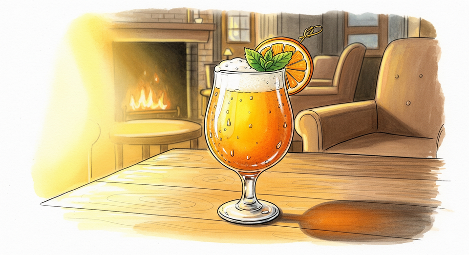 温かみのある手描きイラストのビールカクテル